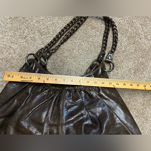 Abro-Large Hobo Shoulder bag Chocolate Brown Distressed leather w/ gunmetal-EUC - Picture 5 of 13